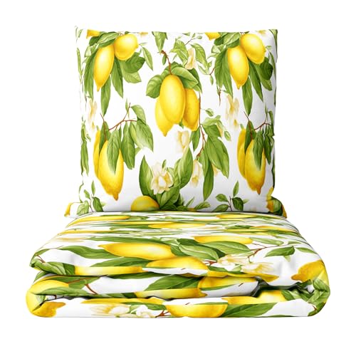 Leonado Vicenti Bettwäsche Set Renforce Baumwolle Zitronen Motiv 135x200 cm mit 80x80 Kissenbezug Weiß Gelb Grün mit Reißverschluss weich Bettbezug pflegeleicht 4 teilig Leonado Vicenti Bettwäsche Set Renforce Baumwolle Zitronen Motiv 135x200 cm mit 80x80 Kissenbezug Weiß Gelb Grün mit Reißverschluss weich Bettbezug pflegeleicht 4 teilig