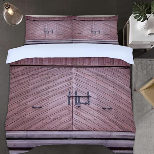 Bettwäsche 220x240 Scheunentor Bettwäsche-Sets Landhaus Bettbezug Kuschelig Weich Mikrofaser 3D Druck Bettbezüge mit Reißverschluss + 2 Kissenbezüge 80x80 cm D-4151