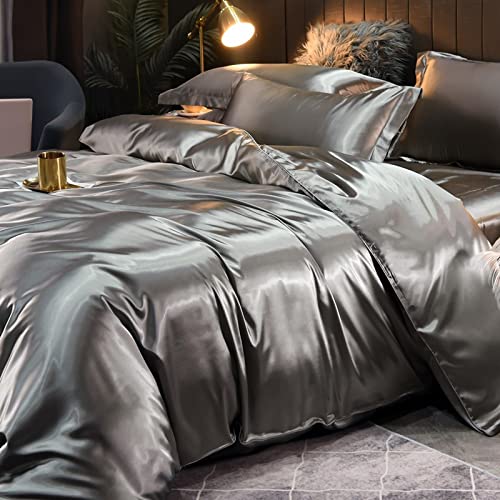 Seiden-Bettlaken-Set mit Maulbeerseide, hautfreundliche Bettwäsche mit Eisseide, Satin, King-Size-Größe, 200 x 230 cm, 4-teiliges Set
