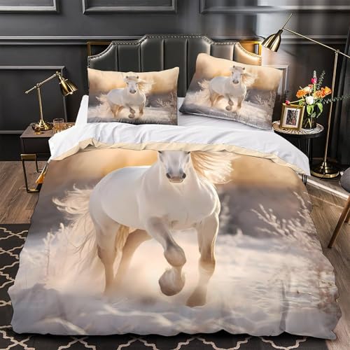 VOXYTMLWG Weiß Tiger Family 3D-Gedruckter Bettwäsche-Set dreiteiliger Zip Verschluss Wildlife Bettdeckenbezug Atmungsaktiv Kuschelig for Jungen,Teen Jungen,Frauen,Teenager Single?140x200cm?