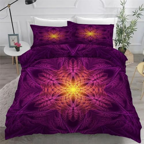 Bettwäsche 135x200 Violett Microfaser BettwäSche-Sets mit ReißVerschluss, Abstrakt Hautfreundlich Bettwaren, Bedding EnthäLt 1 Bettbezug und 2 Kissenbezug 80x80