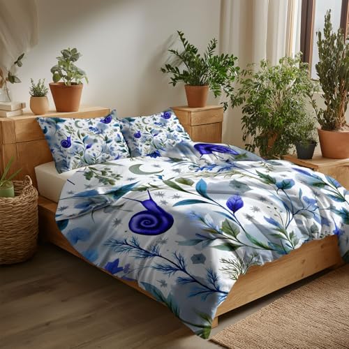 Bettwäsche-Sets Landhausstil Blumen Bettwäsche 200 x 200 cm, Weiche Mikrofaser Allergiker 3 Teilig Bettbezug mit Reißverschluss für Teenager Erwachsene, Licht