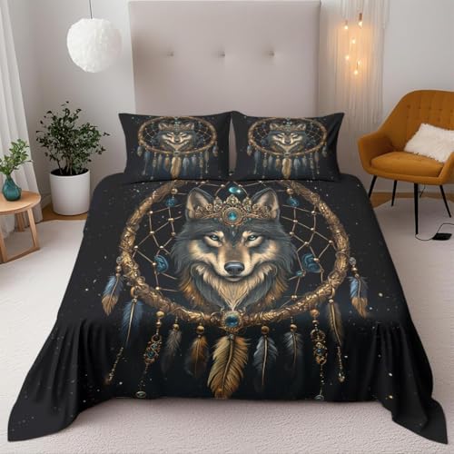 LMMSMGS Bettwäsche 200x200 Leopard Bettwäsche-Sets– Weiches Mikrofaser-Set mit Bettbezug 200x200 + 2 Kissenbezüge 80x80 mit Reißverschluss Eckbinder für Mädchen Jungen