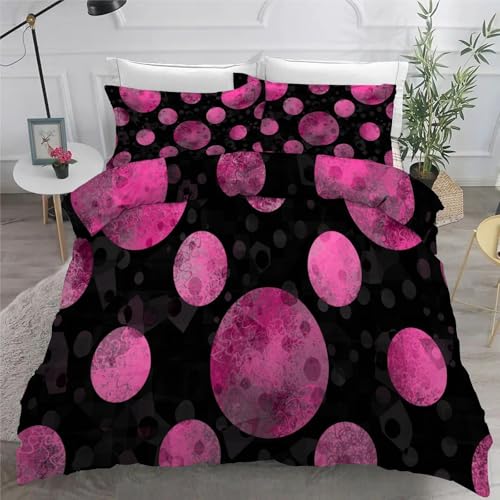 Bettwäsche 155x220 Rosa Microfaser BettwäSche-Sets mit ReißVerschluss, Punkte Hautfreundlich Bettwaren, Bedding EnthäLt 1 Bettbezug und 2 Kissenbezug 80x80