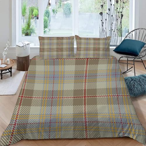 MOXINO 3D Gitter Bettwäsche 135x200 cm 4teilig Gitter Bettwäsche für Kinder Leicht Mikrofaser Bettbezug Sommer Weiche Bettbezüge mit 2 Kissenbezüge 80x80?Muster 169-10?