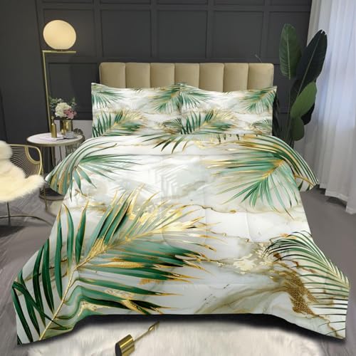 Nyescasa Bettwäsche 155x220 Grün Gold Blätter Weiß Marmor Bettwäsche Set Tropische Palm Pflanzen Wendebettwäsche Weich Mikrofaser Botanisch Bettbezug mit Reißverschluss und Kissenbezug 80x80cm Nyescasa Bettwäsche 155x220 Grün Gold Blätter Weiß Marmor Bettwäsche Set Tropische Palm Pflanzen Wendebettwäsche Weich Mikrofaser Botanisch Bettbezug mit Reißverschluss und Kissenbezug 80x80cm
