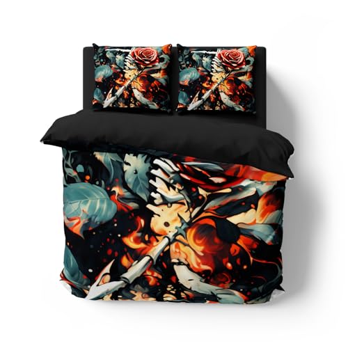 Blumen Bettwäsche 135x200 Romantisch Blümchen Mädchen Bettbezug Mit Reißverschlus Modern Floral Bettwäsche Set Weiche Mikrofaser 2 Kissenbezug 3 Teilig (Style 1#,155x220/80x80cm)