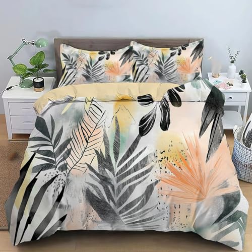 JEDTAKCT Wendebettwäsche 135X200Cm 3Teilig Bettbezug - Bettwäsche-Sets Pink Orange Mit 2 Kissenbezüge 80X80 cm, Weich Atmungsaktiv Und Bügelfrei Tinten-Graffiti Abstrakter Bohemian Bettbezug