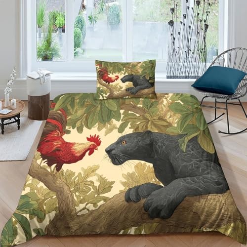 Leopard, Hahn Haushalt Bettwäsche 3-teiliges Set,mit Kissenbezüg Mikrofaser 3D-Druck Bettbezug.für Kinder Teenager Erwachsener Single?135x200cm? Leopard, Hahn Haushalt Bettwäsche 3-teiliges Set,mit Kissenbezüg Mikrofaser 3D-Druck Bettbezug.für Kinder Teenager Erwachsener Single?135x200cm?