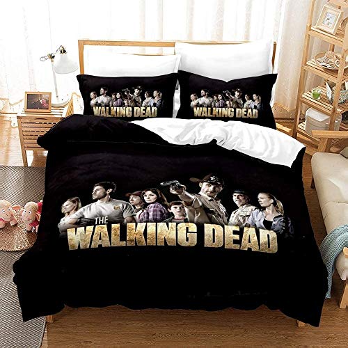 SL-YBB The Walking Dead Bettbezug Bettwäsche Set - Bettbezug und Zwei Kissenbezug,Mikrofaser,3D Digital Print dreiteiliger Bettwäsche (Q02,King 220x240cm)