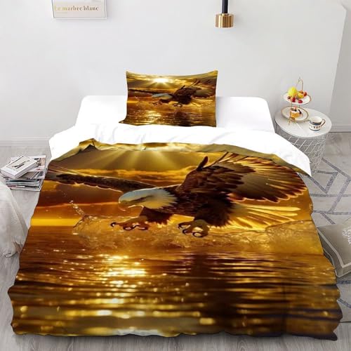 HICEXOR Twilight Adler Bettwäsche Set 3-teilig Animal Themes Forest Animals Kinderbettwäsche Mit Kissenbezügen Betten Set Für Jugendliche Kinder Schlafzimmer Single?135x200cm?