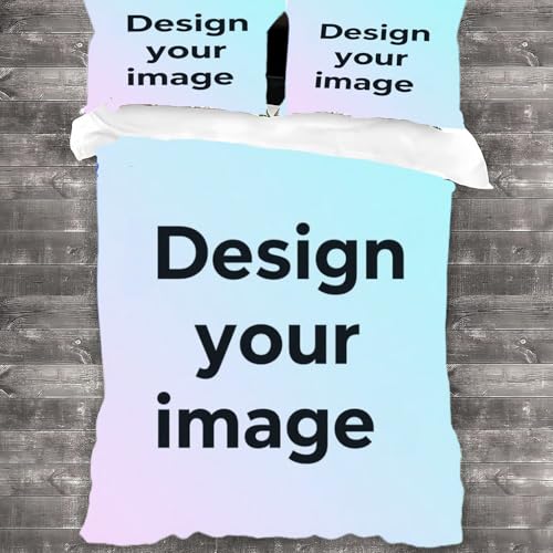 WANAHTON Personalisierte bettwäsche 135x200 cm Kinderbettwäsche mit Bild und Text, Bettwäsche mit Foto und Namen Bett Komplettset mit Reißverschluss (Farbe 1#,135x200/80x80cm)