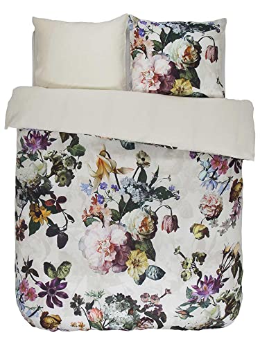 ESSENZA Bettwäsche Fleur Ecru, 200x200 + 2X 80x80 cm - 100% Baumwollsatin 205TC - Blumen