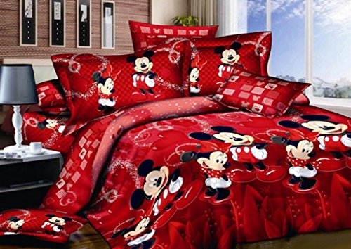 Haru Homie Wende-Bettwäsche-Set für Paare, 100 % Baumwolle, Mickey Mouse, 2-teilig, mit Reißverschluss, Doppelbett, ohne Decke