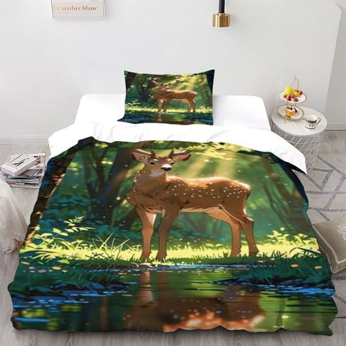 LumeNest Hirsch Wald Bettwäsche Set 2-teilig Mit Reißverschluss Kissenbezug Betten Set Animal Themes Wildlife Für Jugendliche Kinder Schlafzimmer Single?135x200cm? LumeNest Hirsch Wald Bettwäsche Set 2-teilig Mit Reißverschluss Kissenbezug Betten Set Animal Themes Wildlife Für Jugendliche Kinder Schlafzimmer Single?135x200cm?