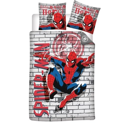 Bettwäsche Spiderman Graffiti für Einzelbett, Bettbezug 140 x 200 cm + Kissenbezug 65 x 65 cm, Polyester-Baumwoll-Mischg ewebe