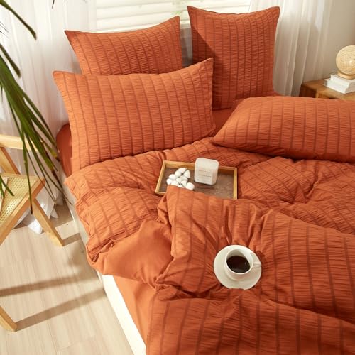 YASMENG Seersucker Bettwäsche 135x200 Orange Gestreift Bettwäsche Seersucker Modern Bettwäsche Mikrofaser Weich Atmungsaktiv Bettbezug Set 2teilig mit Reißverschluss und 80x80 cm Kissenbezug YASMENG Seersucker Bettwäsche 135x200 Orange Gestreift Bettwäsche Seersucker Modern Bettwäsche Mikrofaser Weich Atmungsaktiv Bettbezug Set 2teilig mit Reißverschluss und 80x80 cm Kissenbezug