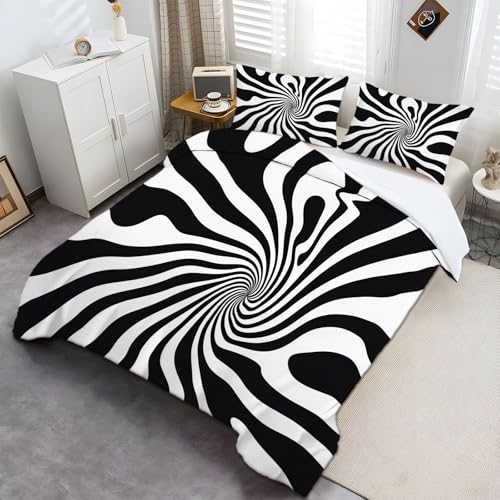 CozyRest Luxus Wirbel Bettwäsche Set, 100% Mikrofaser Geometrische Optische Täuschung 135x200 cm Bettbezug, 3-teilig, Antiallergisch, Schlafkomfort für Einzelbett, Weich, Hautfreundlich CozyRest Luxus Wirbel Bettwäsche Set, 100% Mikrofaser Geometrische Optische Täuschung 135x200 cm Bettbezug, 3-teilig, Antiallergisch, Schlafkomfort für Einzelbett, Weich, Hautfreundlich