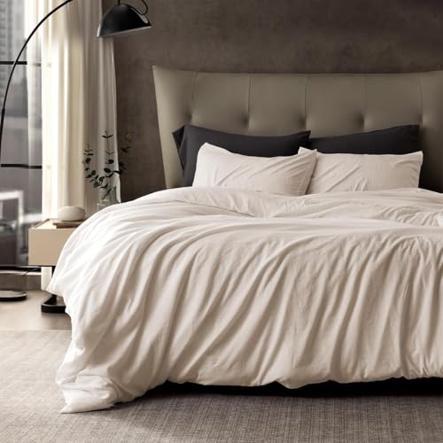 Lanqinglv Bettwäsche 220x240cm Beige Microfaser Bettwäscheset Uni Unifarben Doppelbett Bettbezug mit Reißverschluss und 2 Kissenbezüge 80x80 cm - Romantisch und Elegant