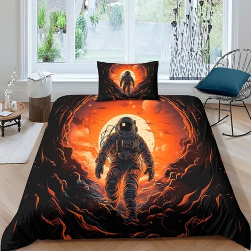 HOTGE 3D Astronaut Bettwäsche Set Bettbezug Set Weltraum Universe Betten Set Für Kinder Mädchen Jungen 3 Stück Ultraweiche Mikrofaser Bettdecken Set Single?135x200cm? HOTGE 3D Astronaut Bettwäsche Set Bettbezug Set Weltraum Universe Betten Set Für Kinder Mädchen Jungen 3 Stück Ultraweiche Mikrofaser Bettdecken Set Single?135x200cm?