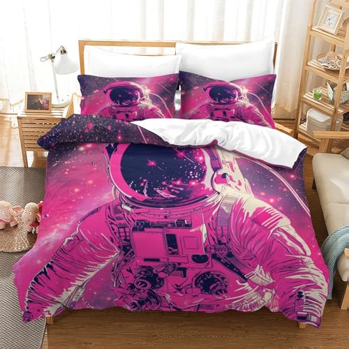 MBAHEUURR Cartoon Astronaut Bettbezug Bettwäsche-Sets Kinderbettwäsche Reißverschluss Mit Kissenbezug Betten Set Für Jugendliche Kinder Schlafzimmer Single?140x200cm?