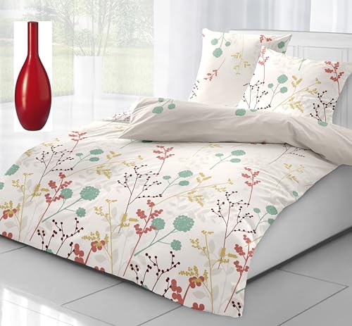 *** Dormisette Bio Biber Bettwäsche Made in Germany mit Reißverschluss Fein-Biber 135x200 80x80 (6426-bunt) ***