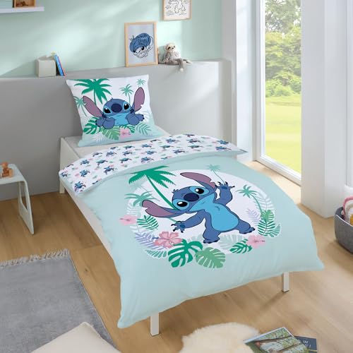  Stitch Kinderbettwäsche 2 teilig 135x200 + 80x80   Bettwäsche Reißverschluss   Hautfreundlich & atmungsaktiv aus%   Farbecht, pflegeleicht & Öko Tex Zertifiziert