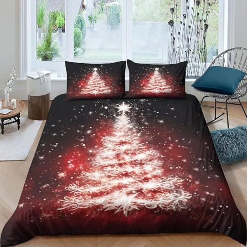 Bettwäsche 3-Teiliges Set Mit Reißverschluss, Weich Glatt Mikrofaser 3D Print Bettbezug 2 Kissen Shams Weihnachten - Hypoallergene Tagesdecke - Für Erwachsene Und Kinder 135X200 cm -5643740719