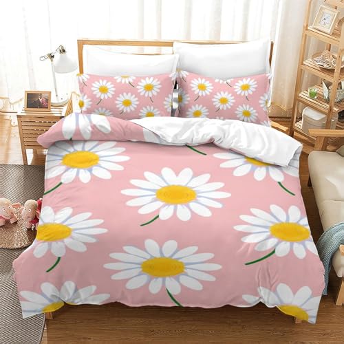 LLEERCFTY Daisy 3D Gedruckt Bettwäsche-Set 3 Teilig Bettbezug Mit Kissenbezug Soft Microfaser Luxus Modern Mit Reißverschluss Für Erwachsene Und Kinder Single?140x200cm? LLEERCFTY Daisy 3D Gedruckt Bettwäsche-Set 3 Teilig Bettbezug Mit Kissenbezug Soft Microfaser Luxus Modern Mit Reißverschluss Für Erwachsene Und Kinder Single?140x200cm?