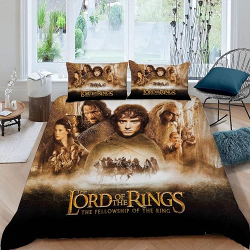 DTASSVEW Kinder Bettwäsche Set, The Lord of The Rings Bettbezug Set, Poster Serie -A098,135x200 cm Weiche Komfort Microfaser Bettwäsche Set Mit Reißverschluss Und 2 Kissenbezug 80 x 80cm