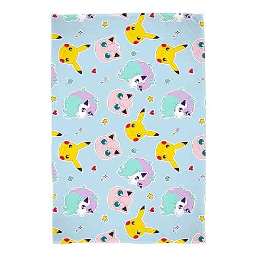 Pokémon Offiziell lizenzierte Fleece-Decke | Superweiche, warme Decke | Design „Spirit“ | Perfekt für Zuhause, Schlafzimmer, Übernachtungen & Camping | 100 × 150 cm | Mehrfarbig