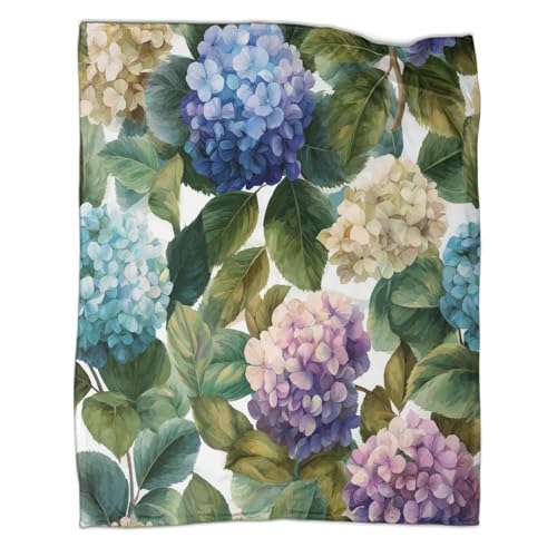Hortensie im maritimen Aquarell 3D-gedruckte Decke Design-Tagesdecke Weiche Und Warme Mikrofaser Sofa Bettwäsche 50x60inch(127x152cm)