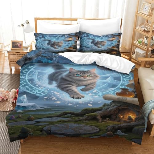 tanpiaoliang Norwegian Forest Katze Bettbezug Set Bettwäsche-Sets Kinderbettwäsche Reißverschluss Mit Kissenbezügen, Betten Set Für Jungen Und Mädchen, Kinder Single?140x200cm?