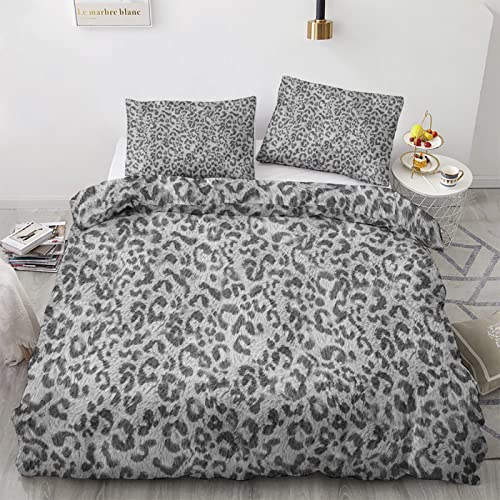 Leopardenmuster Bettwäsche 155x220 - Bettbezug 155x220 2er Set, Wendebettwäsche und Kissenbezug 80x80, Weiche & Angenehme & Atmungsaktive Mikrofaser Bettwäsche-sets mit Reißverschluss (P274)