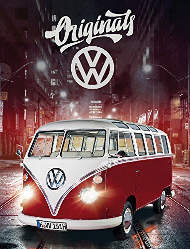 Große VW Volkswagen Fleece-Decke Bulli T1 Rot 130 cm x 170 cm Camper-Van Bus Auto Car Decke Kuscheldecke Tagesdecke Schmusedecke Flauschdecke Wohndecke Tagesdecke passend zur Bettwäsche 087-B