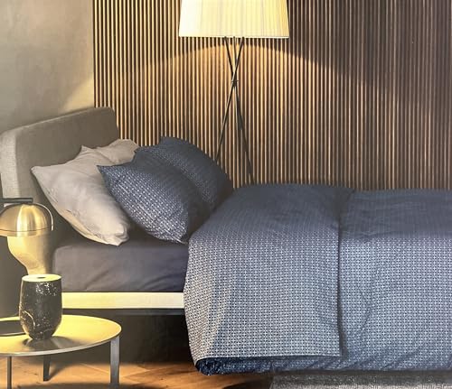 Zucchi Bettwäsche-Set Prisma aus reinem Baumwollperkal für Doppelbett 250 x 280 cm + Spannbettlaken 175 x 200 cm + 2 Kissenbezüge Farbe B1 Blue Moon