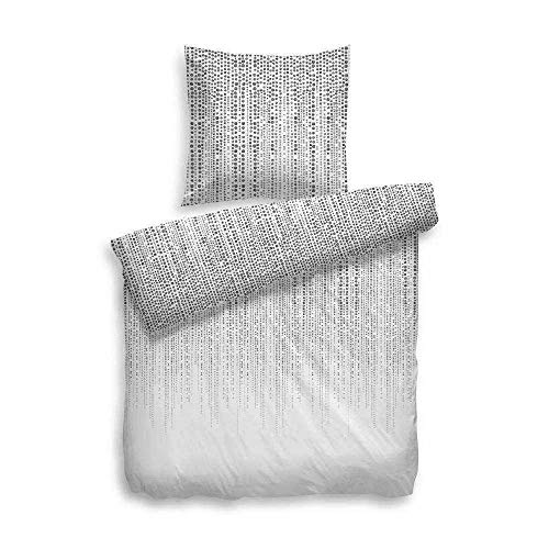 F2F Bettwäsche Sven I Größe 135 x 200cm I Farbe weiss I Design Pünktchen Punkte Punkteverlauf Regen I 100 Prozent Baumwolle I Reißverschluss