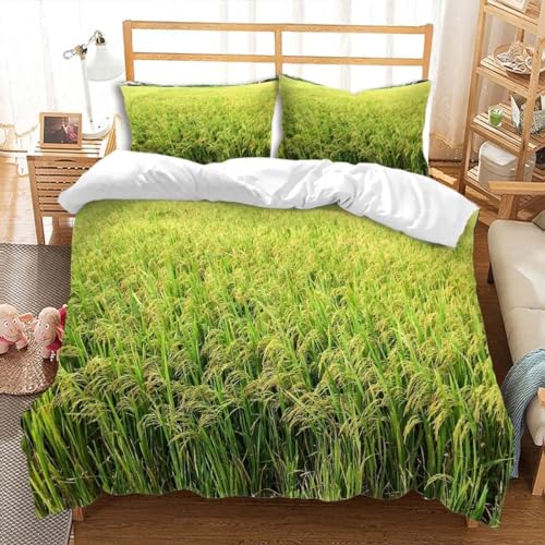 Bettwäsche 155x220 cm Landhausstil Bettwäsche Set 3D Drucken Reisfelder Bettwaren Weich Bequem Mikrofaser Bettbezug 155x220 mit 2 Kissenbezug 80x80 cm, Bettbezüge Set für Kinder Jungen Mädchen W803 Bettwäsche 155x220 cm Landhausstil Bettwäsche Set 3D Drucken Reisfelder Bettwaren Weich Bequem Mikrofaser Bettbezug 155x220 mit 2 Kissenbezug 80x80 cm, Bettbezüge Set für Kinder Jungen Mädchen W803