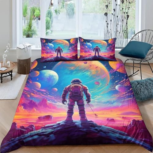 Kinderbettwäsche Astronauten-Weltraum 3D Druck Bettbezüge Weich Pflegeleicht Bettwäsche-Sets Mikrofaser Bettbezug Mit Reißverschluss Und 2 Kissenbezug Für Jungen Mädchen Erwachsener 135X20-924S571V1 Kinderbettwäsche Astronauten-Weltraum 3D Druck Bettbezüge Weich Pflegeleicht Bettwäsche-Sets Mikrofaser Bettbezug Mit Reißverschluss Und 2 Kissenbezug Für Jungen Mädchen Erwachsener 135X20-924S571V1