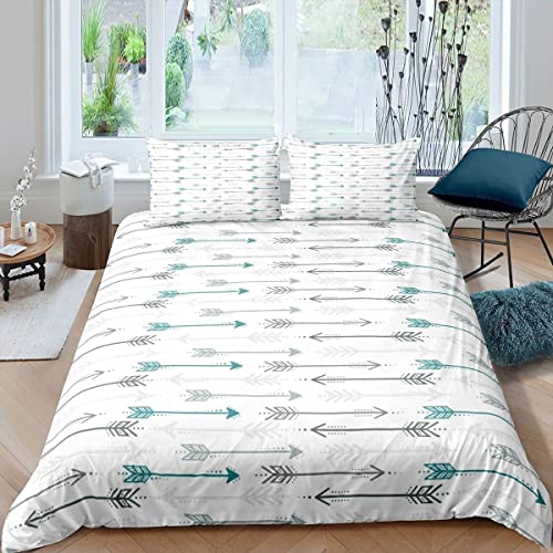 HAISHO Bettwäsche 200x220 weißer Pfeil Weiche Mikrofaser Bettbezug mit Reißverschluss, Bettwäsche-Sets für Jugendliche - 1 Bettbezüge und 2 Kissenbezüge 80x80 cm