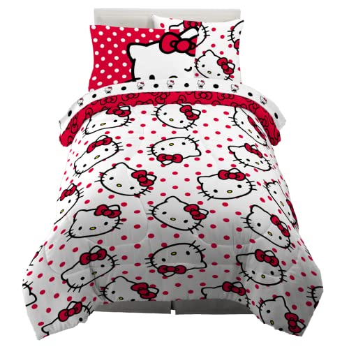 Franco Sanrio Hello Kitty Bettwäsche-Set, gepunktet, superweich, mit Kissenbezug, Doppelbett, 100% offizielles Lizenzprodukt, Sammlerstücke