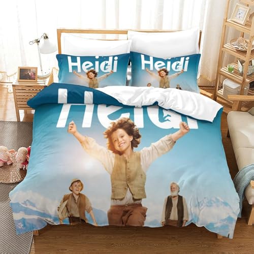 Rochile Heidi Bettbezug Bettwäsche Set Kinderbettwäsche Reißverschluss Mit Kissenbezügen Betten Set Für Jungen Und Mädchen, Kinder Super King?260x220cm?