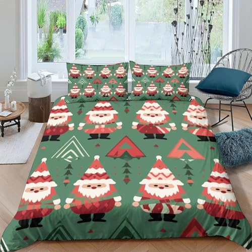 Bettbezug Bettwäsche Set - 1 Bettbezug 155X220 cm Und 2 Kissenbezug,Mikrofaser,3D Digital Print Dreiteiliger Bettwäsche Weihnachten - Anti-Allergie Anti-Fading Pflegeleicht -62950683353710