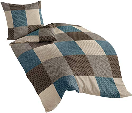 Bierbaum Bettwäsche 6277, Fein Biber, Made in Germany, mokka 04, 155 x 220 + 80x80, Komfortgröße