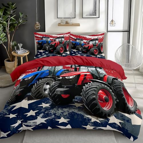 XCQHZYQ Bettwäsche Set 135x200 cm Rot Blauer 3D Bettbezug Bettwäsche Polyester Baumwolle Weiche Wendebettwäsche für Teen Kinder Einzelbett Modern Bettbezüge