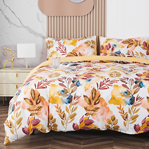 Jemiipee Blumen Bettwäsche-Set mit Frühlingsblumen und Blätter Muster, 1 x Bettbezug 220x240 cm mit 2 x Kissenbezüge 80x80 cm und Reißverschluss, Weiche 100% Mikrofaser Bettwäsche Modern, Gelb Jemiipee Blumen Bettwäsche-Set mit Frühlingsblumen und Blätter Muster, 1 x Bettbezug 220x240 cm mit 2 x Kissenbezüge 80x80 cm und Reißverschluss, Weiche 100% Mikrofaser Bettwäsche Modern, Gelb