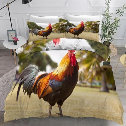 HATEGE Bettwäsche 140x200 Schwanz 3D Wendebettwäsche Landhaus Microfaser Bettwäsche Set für Kinder Bettbezug 3 Teilig mit 2 Kissenbezug 80x80 cm 7763-ABC