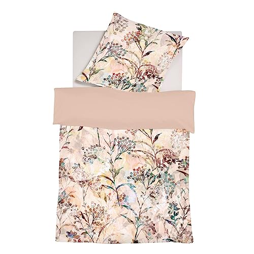 fleuresse Mako-Satin Bettwäsche Bed Art S Deltana Creme 1 Bettbezug 155 x 220 cm + 1 Kissenbezug 80 x 80 cm