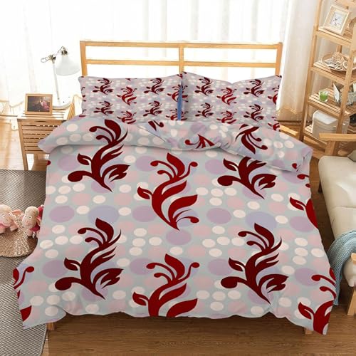YZQGLHP Vintage-Muster Bettwäsche 200x200cm, Rosa-Violette Punkte Bettbezug Wendebettwäsche, Weich Mikrofaser Bettwäsche-Sets mit Reißverschluss und 2 Kissenbezüge 80x80cm