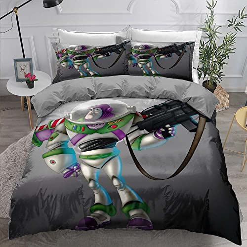 3-teiliger Superweicher Bettbezug Mit Reißverschluss Toy Story, 100% Mikrofaser-Bettwäsche-Se ts Bettbezug Mit 2 Kissenbezügen 80 X 80 cm (135x200cm,Stil 05)